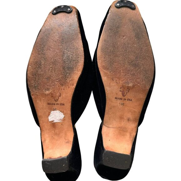 Amy Jo Gladstone Black Velvet Monkey Paying  Trumpet Slip On Mules Size Medium - Picture 12 of 13